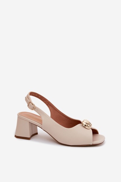 Women's Sandals With Gold Detail Block Heel Sergio Leone SK159 Beige 2