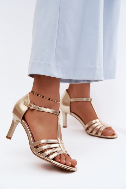 Women's Strappy Sandals With Slim Heel Sergio Leone SK132 Gold