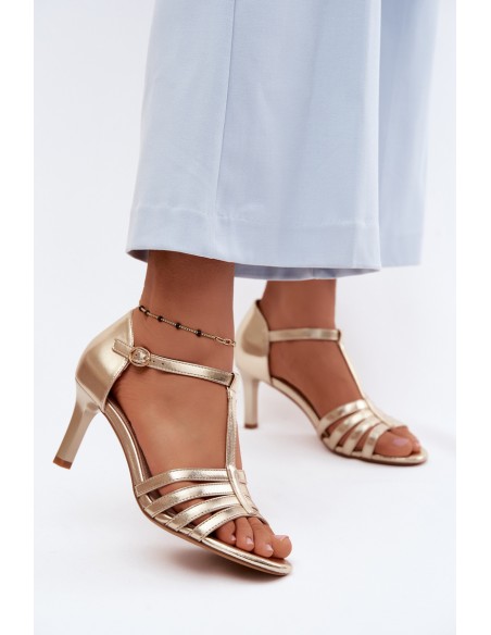 Women's Strappy Sandals With Slim Heel Sergio Leone SK132 Gold