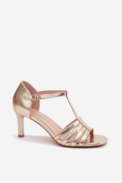 Women's Strappy Sandals With Slim Heel Sergio Leone SK132 Gold 2