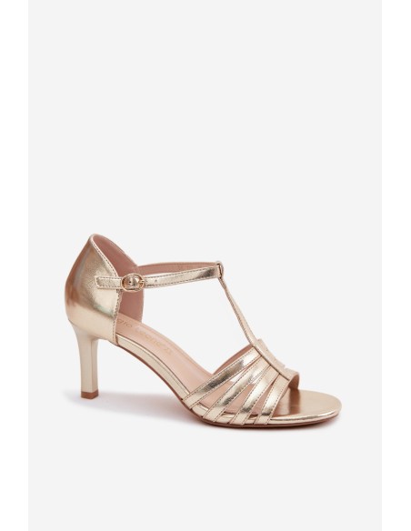 Women's Strappy Sandals With Slim Heel Sergio Leone SK132 Gold