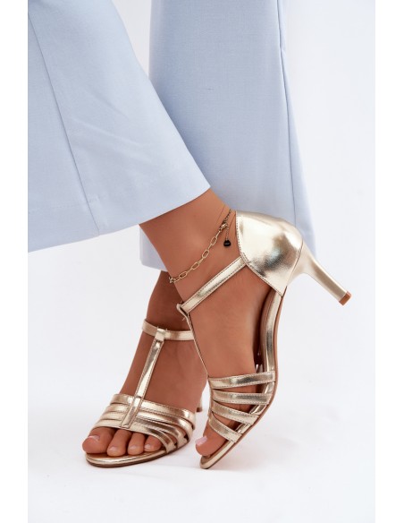 Women's Strappy Sandals With Slim Heel Sergio Leone SK132 Gold