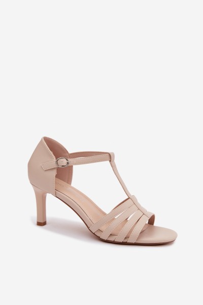 Women's Strappy Sandals with Slim Heel Sergio Leone SK132 Beige 2