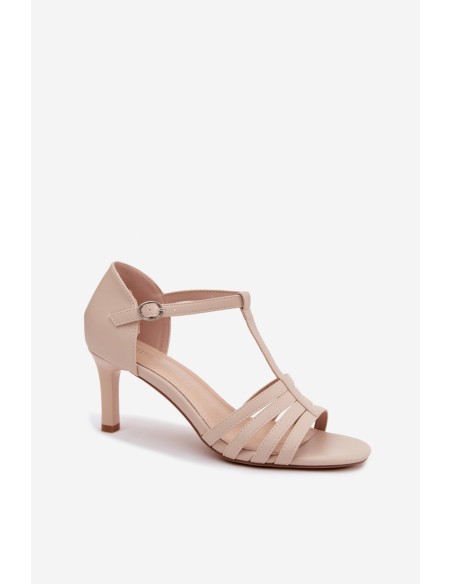 Women's Strappy Sandals with Slim Heel Sergio Leone SK132 Beige