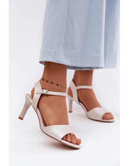 Women's Slim Heel Sandals Sergio Leone SK347 Silver