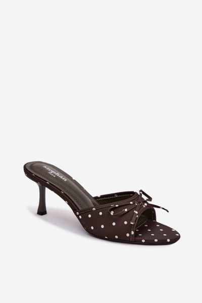 Women's Bow-Patterned Polka Dot Heeled Olive Shinea 2