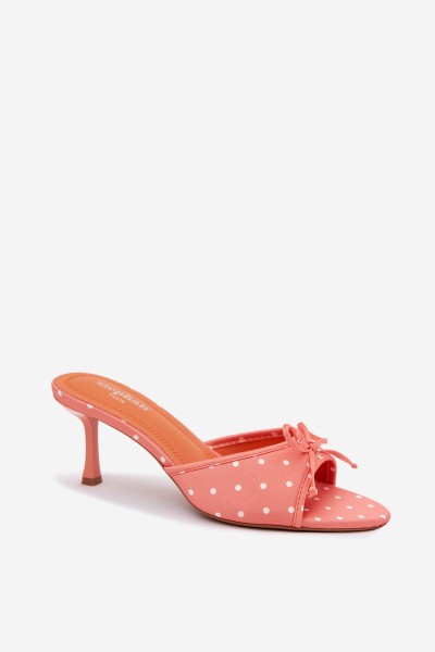 Women's Orange Polka Dot Heeled Bow Sandals Shinea 2