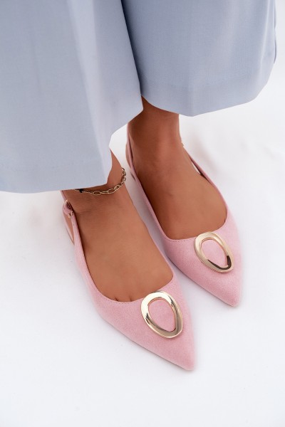 Women's Flat-Heeled Sandals With Decoration Pink Sparkle