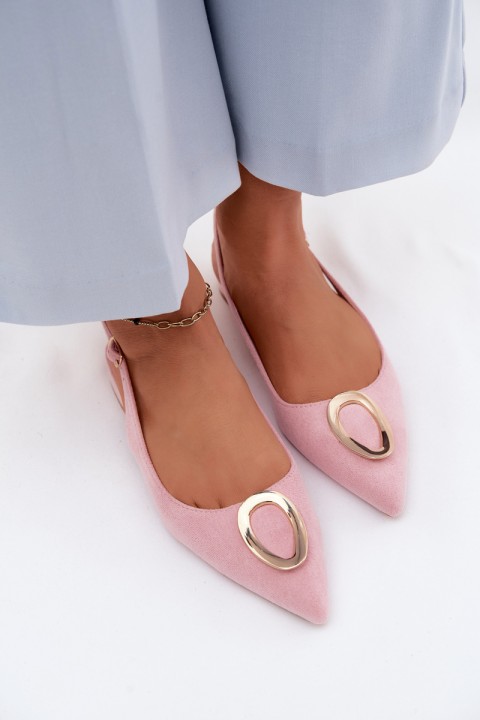 Women's Flat-Heeled Sandals With Decoration Pink Sparkle