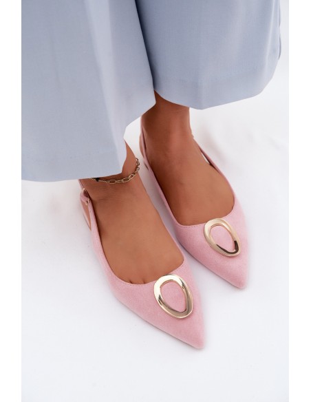 Women's Flat-Heeled Sandals With Decoration Pink Sparkle