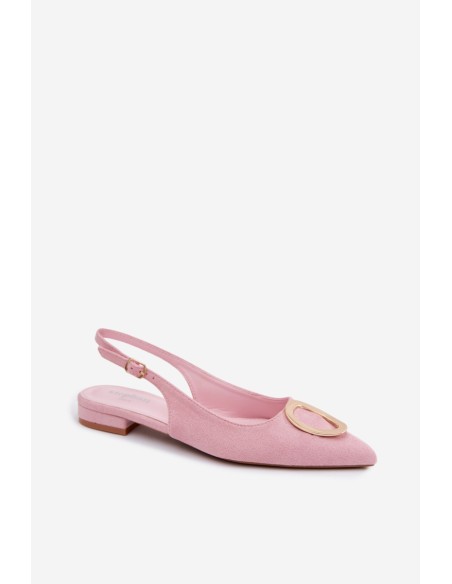 Women's Flat-Heeled Sandals With Decoration Pink Sparkle