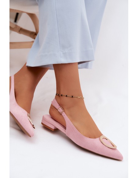 Women's Flat-Heeled Sandals With Decoration Pink Sparkle