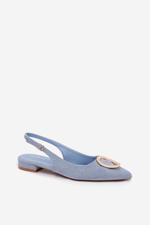 Women's Flat-Soled Sandals with Decoration Blue Sparkle