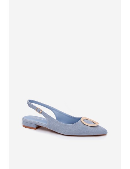 Women's Flat-Soled Sandals with Decoration Blue Sparkle