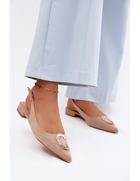 Women's Flat Beige Embellished Sandals Sparkle