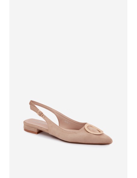 Women's Flat Beige Embellished Sandals Sparkle