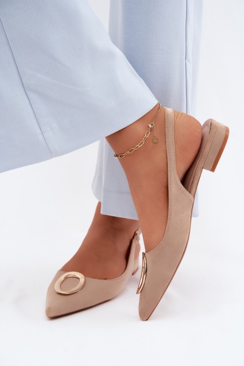 Women's Flat Beige Embellished Sandals Sparkle