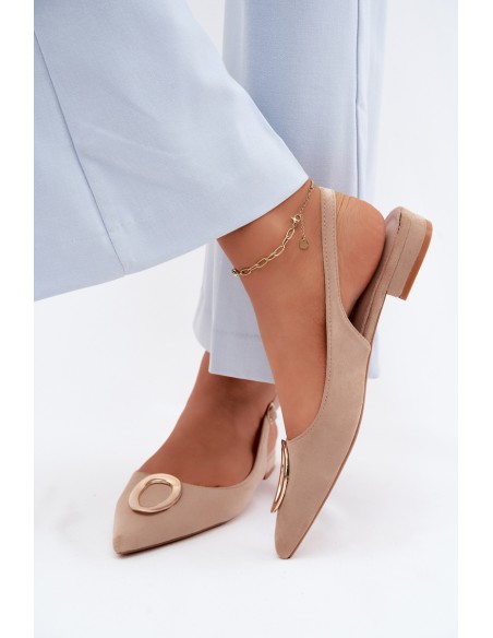 Women's Flat Beige Embellished Sandals Sparkle