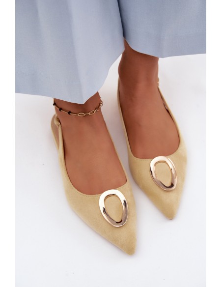 Women's Flat Heeled Sandals With Decoration Yellow Sparkle