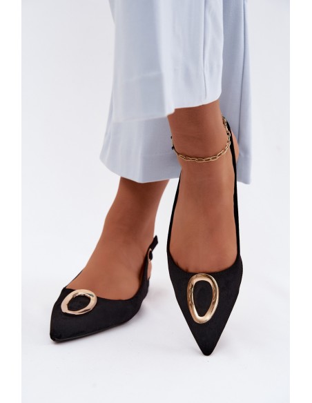 Women's Flat Heeled Sandals With Embellishment Black Sparkle