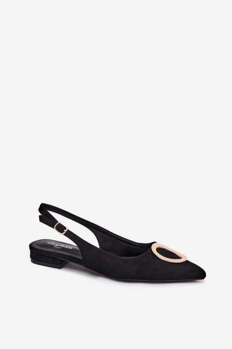 Women's Flat Heeled Sandals With Embellishment Black Sparkle