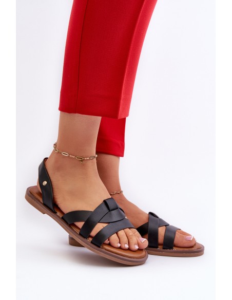 Flat Women's Sandals Made of Eco Leather Vinceza 17347 Black