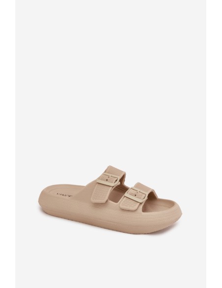 Women Foam Sandals With Buckles Vinceza 76056 Beige