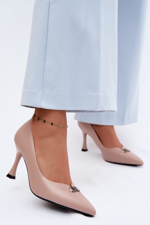 Vinceza Beaded Detail Pumps Beige