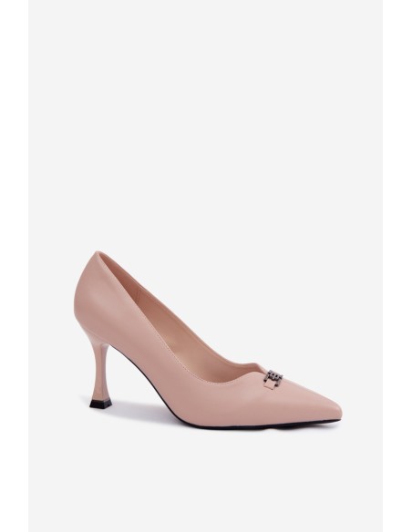 Vinceza Beaded Detail Pumps Beige