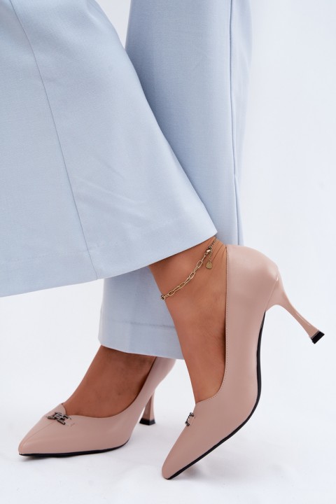 Vinceza Beaded Detail Pumps Beige
