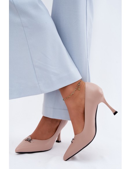 Vinceza Beaded Detail Pumps Beige