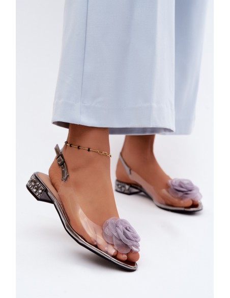 Women's Transparent Sandals With Rose D&A MR61-9003 Graphite