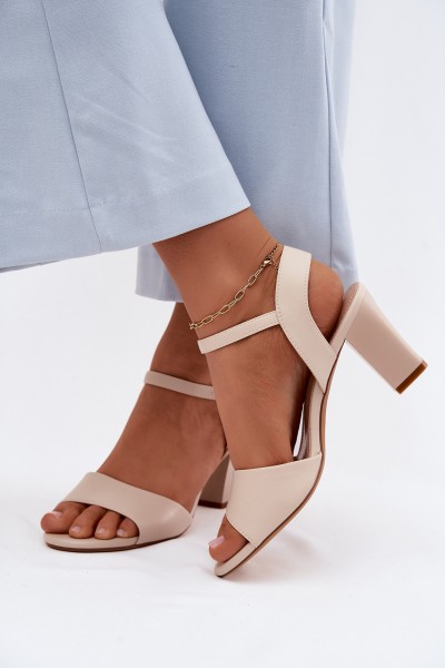 Women's Block Heel Sandals Sergio Leone SK861 Beige