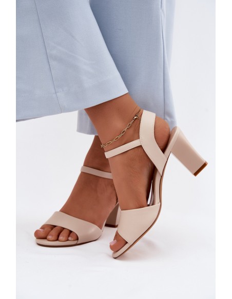 Women's Block Heel Sandals Sergio Leone SK861 Beige