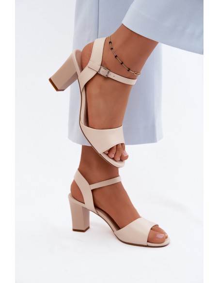 Women's Block Heel Sandals Sergio Leone SK861 Beige