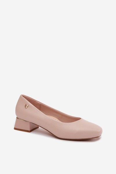 Sergio Leone PB417 Beige Faux Leather Block Heel Shoes 2