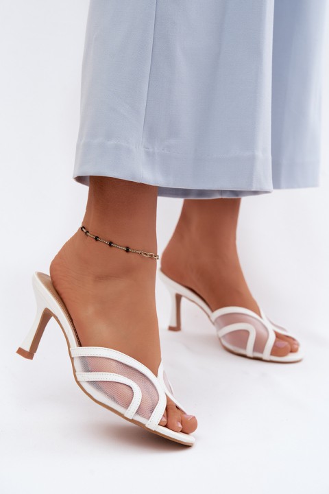 High Heel Pumps with Mesh White Starla