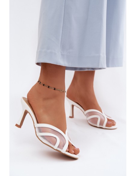 High Heel Pumps with Mesh White Starla