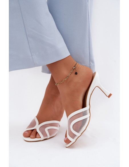 High Heel Pumps with Mesh White Starla