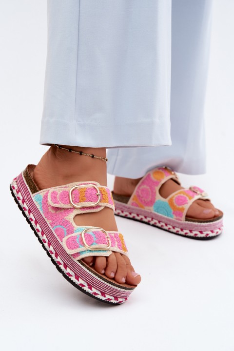 Crochet Platform Sandals With Straps Pink Glimma