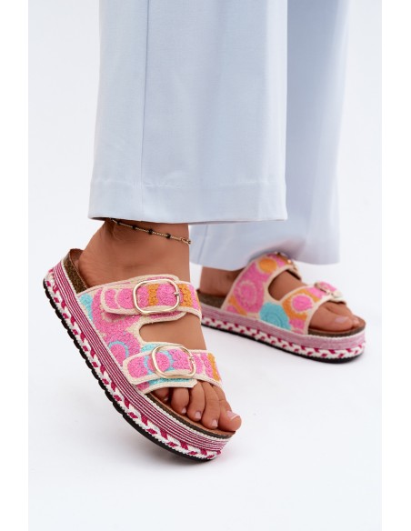Crochet Platform Sandals With Straps Pink Glimma