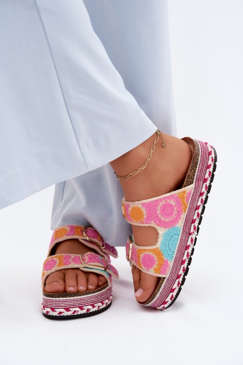 Crochet Platform Sandals With Straps Pink Glimma