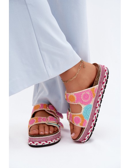 Crochet Platform Sandals With Straps Pink Glimma