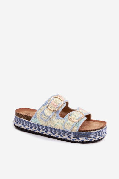 Crochet Platform Slides With Straps Blue Glimma 2