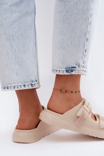 Foam Women's Slides With Clips D.Franklin DFSH413003 Beige