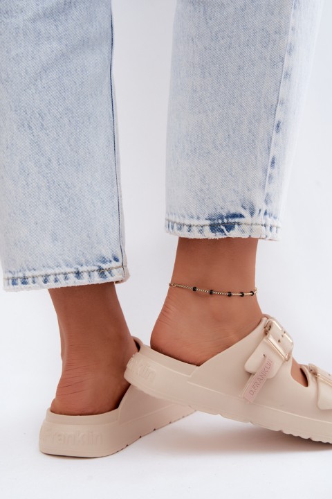 Foam Women's Slides With Clips D.Franklin DFSH413003 Beige
