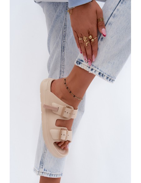 Foam Women's Slides With Clips D.Franklin DFSH413003 Beige