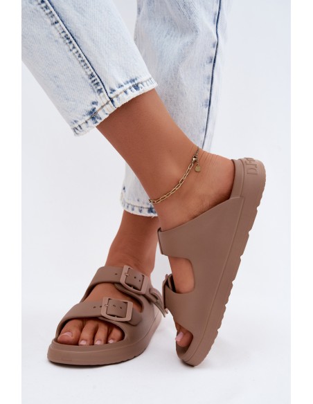 Foam Women's Slides With Buckles D.Franklin DFSH413004 Dark Beige
