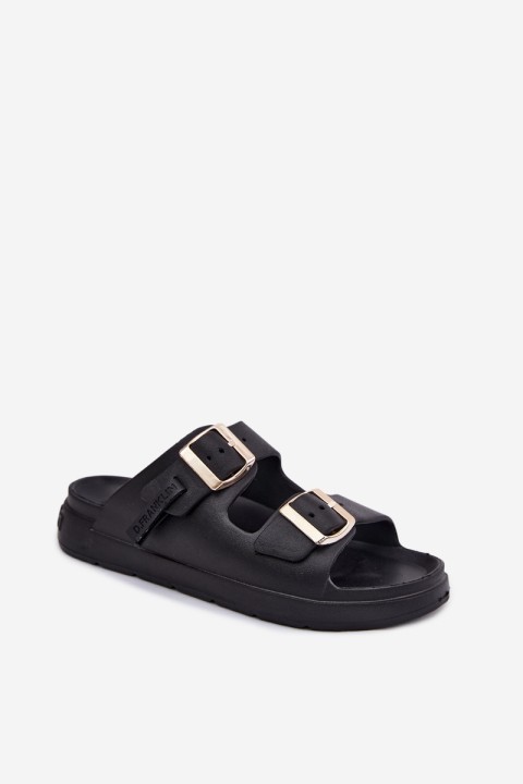 Women's Foam Slides With Buckles D.Franklin DFSH413001 Black