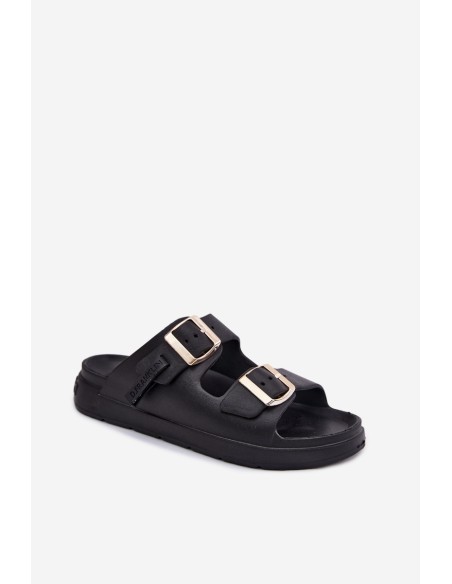 Women's Foam Slides With Buckles D.Franklin DFSH413001 Black